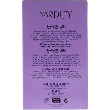 Yardley of London Lilac Amethyst EDT Eau de Toilette Perfume Fragrance for Her 50ml Fashion