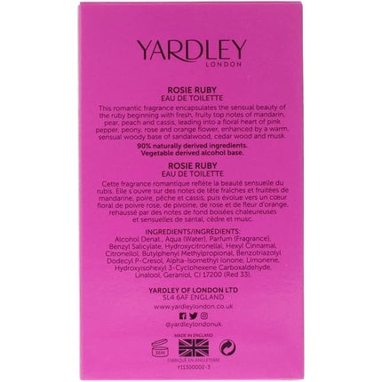 Yardley London Rosie Ruby EDT Fragrance Perfume for Her Citrus 50ml For Sale