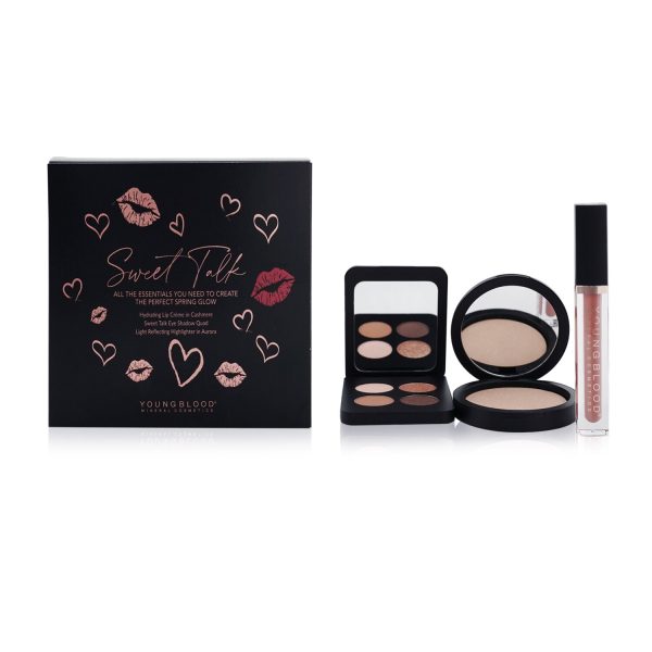 Youngblood Sweet Talk The Perfect Spring Glow Palette (1x Hydrating Lip Creme, 1x Highlighter, 1x Eyeshadow Quad)  3pcs on Sale